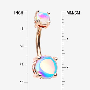 Detail View 1 of Rose Gold Iridescent Revo Sparkle Prong Set Belly Button Ring